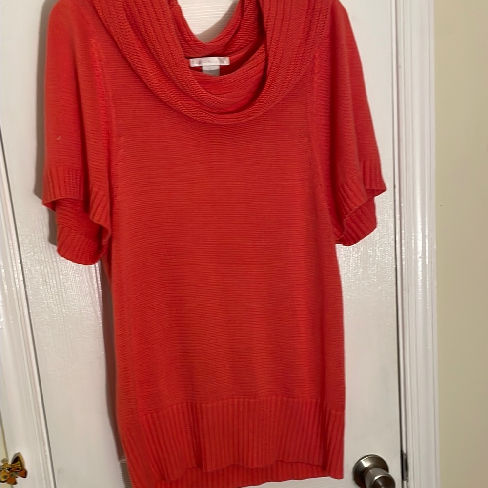 Design History Coral SS Cowl Neck Sweater L